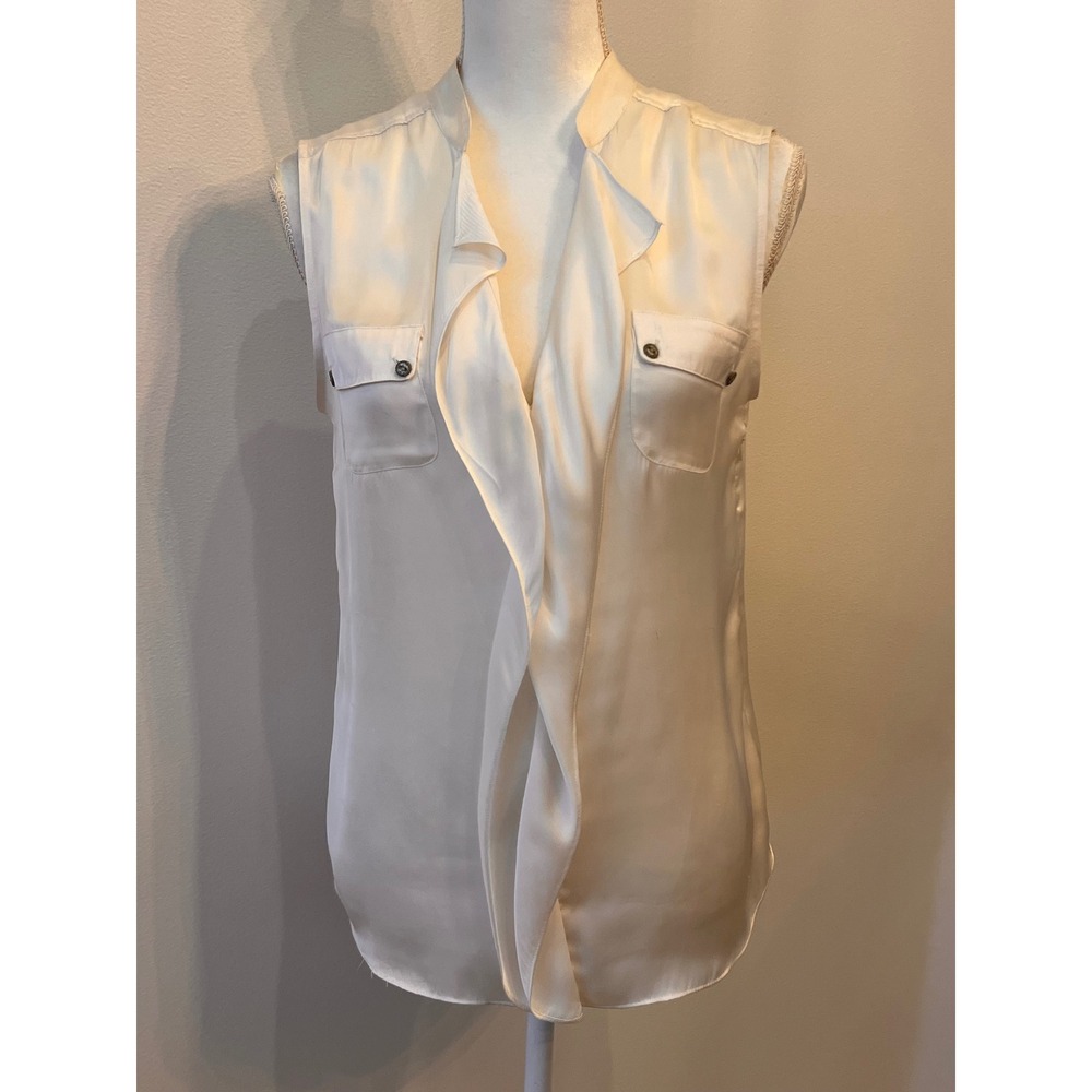 Vinage Y2K ivory silky sleeveless blouse size medium